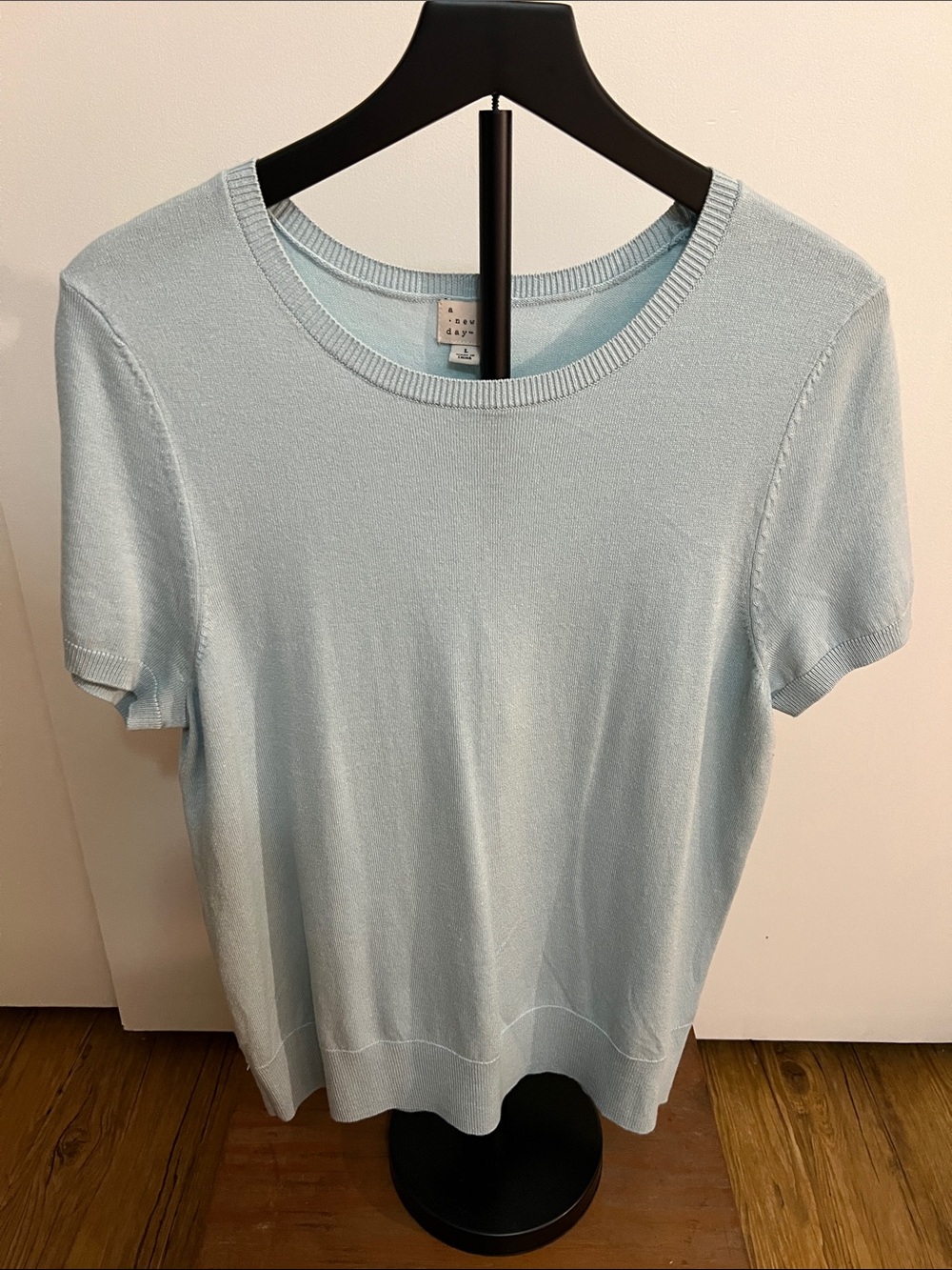 a new day Women’s Light Blue Short Sleeve Knit Top